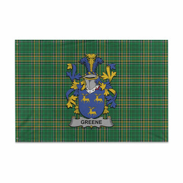 Greene Irish Clan Tartan House Flag with Coat of Arms