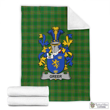 Tartan Vibes Clothing Greer Irish Clan Tartan Blanket with Coat of Arms
