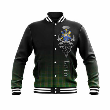 Tartan Vibes Clothing Greer Irish Clan Baseball Jacket with Coat of Arms Erin Go Bragh Celtic Inspired