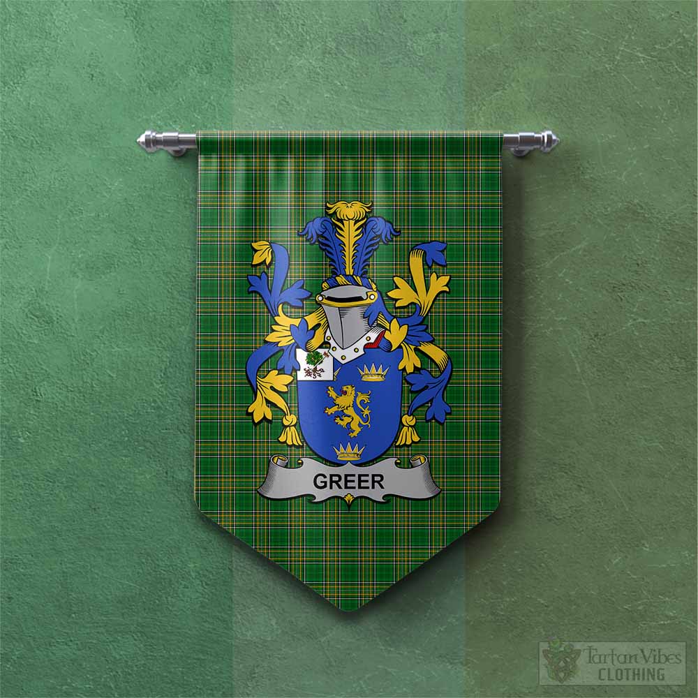 Greer Irish Clan Tartan Gonfalon, Tartan Banner with Coat of Arms Chevron - Tartan Vibes Clothing