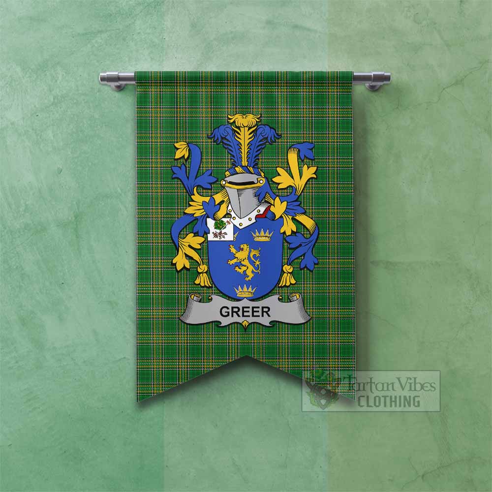 Greer Irish Clan Tartan Gonfalon, Tartan Banner with Coat of Arms Fishtail - Tartan Vibes Clothing