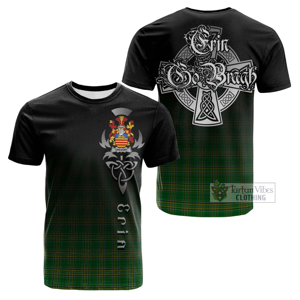 Gregory Irish Clan Cotton T-shirt with Coat of Arms Erin Go Bragh Celtic Inspired - Tartan Vibes Clothing
