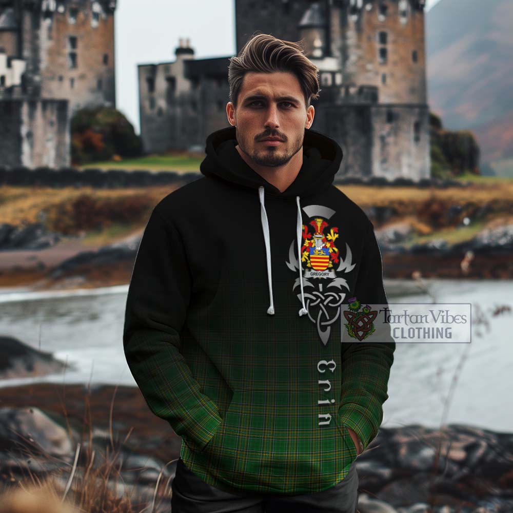 Tartan Vibes Clothing Gregory Irish Clan Cotton Hoodie with Coat of Arms Erin Go Bragh Celtic Inspired