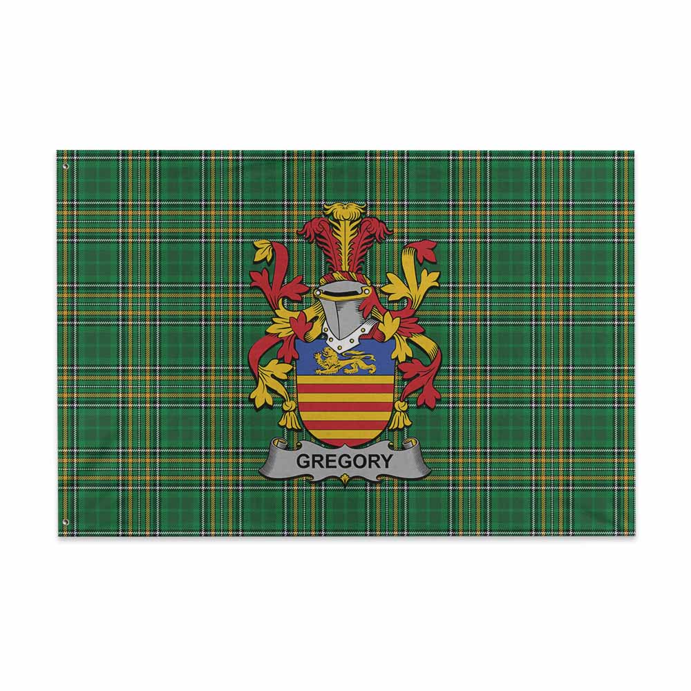 Tartan Vibes Clothing Gregory Irish Clan Tartan House Flag with Coat of Arms