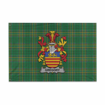 Gregory Irish Clan Tartan House Flag with Coat of Arms