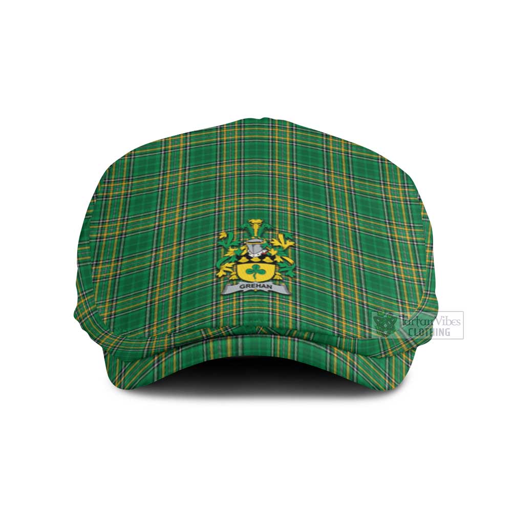 Grehan Irish Clan Tartan Jeff Cap, Tartan Flat Cap with Coat of Arm Jeff Hat - Tartan Vibes Clothing