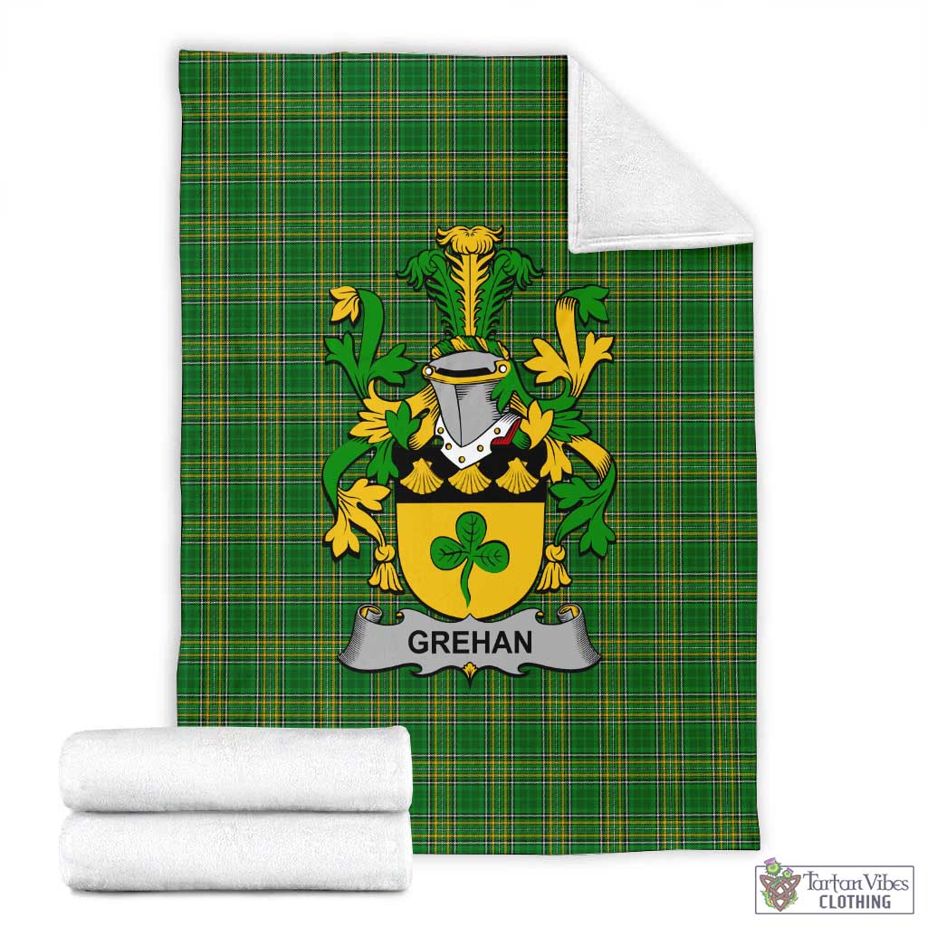 Grehan Irish Clan Tartan Blanket with Coat of Arms X-Large 59 x 79 inches 150 x 200 cm - Tartan Vibes Clothing