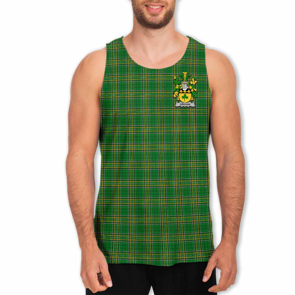 Tartan Vibes Clothing Grehan Irish Clan Tartan Men's Tank Top with Coat of Arms