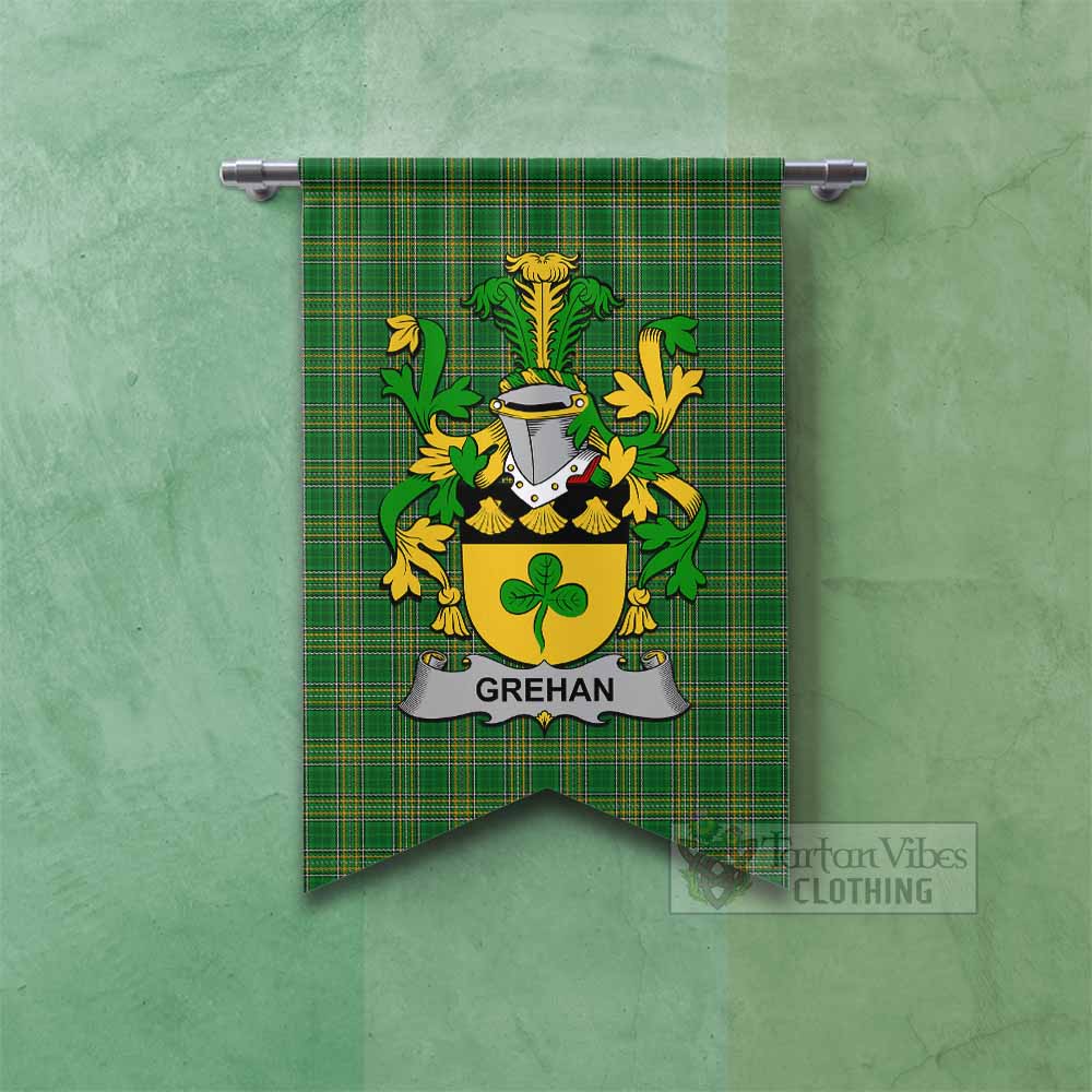 Tartan Vibes Clothing Grehan Irish Clan Tartan Gonfalon, Tartan Banner with Coat of Arms