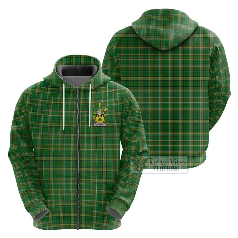 Grehan Irish Clan Tartan Hoodie with Coat of Arms - Tartan Vibes Clothing