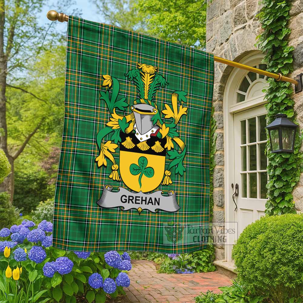 Grehan Irish Clan Tartan Flag with Coat of Arms