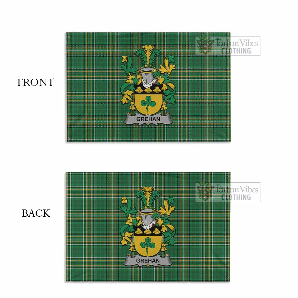 Tartan Vibes Clothing Grehan Irish Clan Tartan House Flag with Coat of Arms