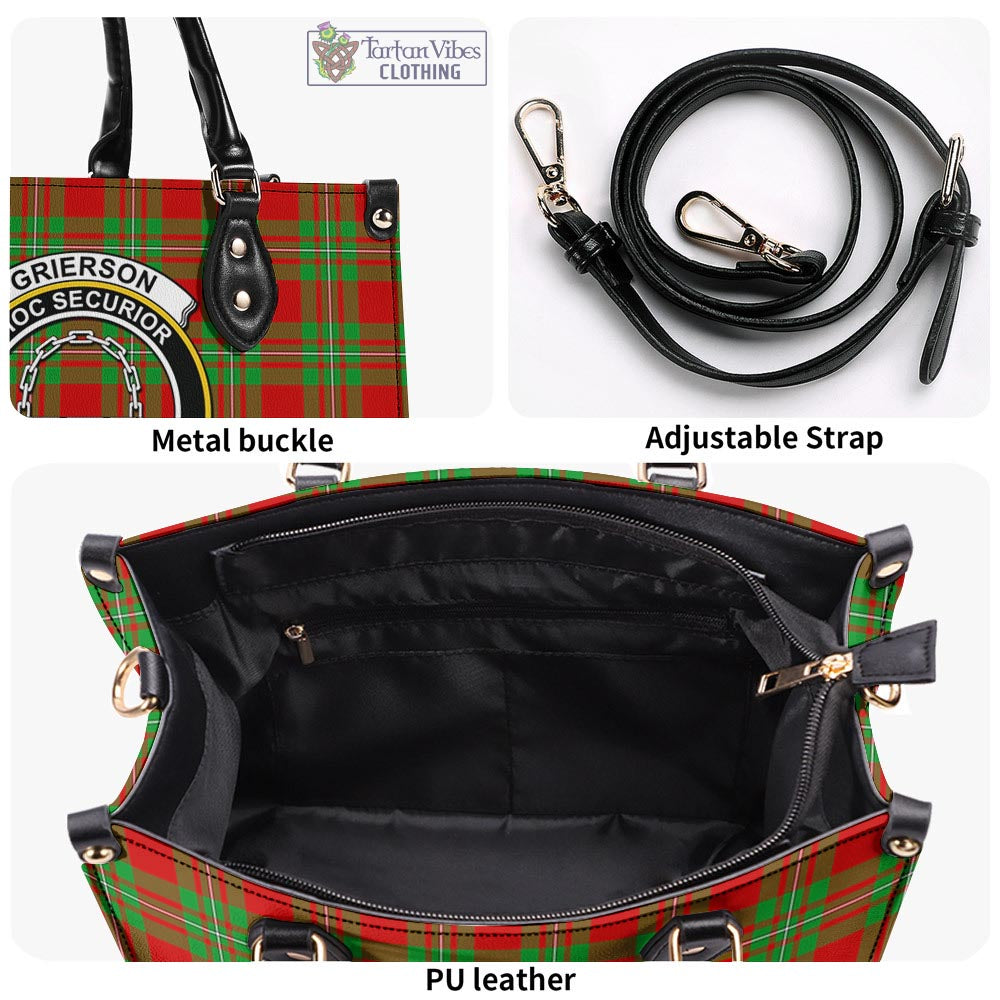Grierson Tartan Luxury Leather Handbags with Family Crest - Tartan Vibes Clothing