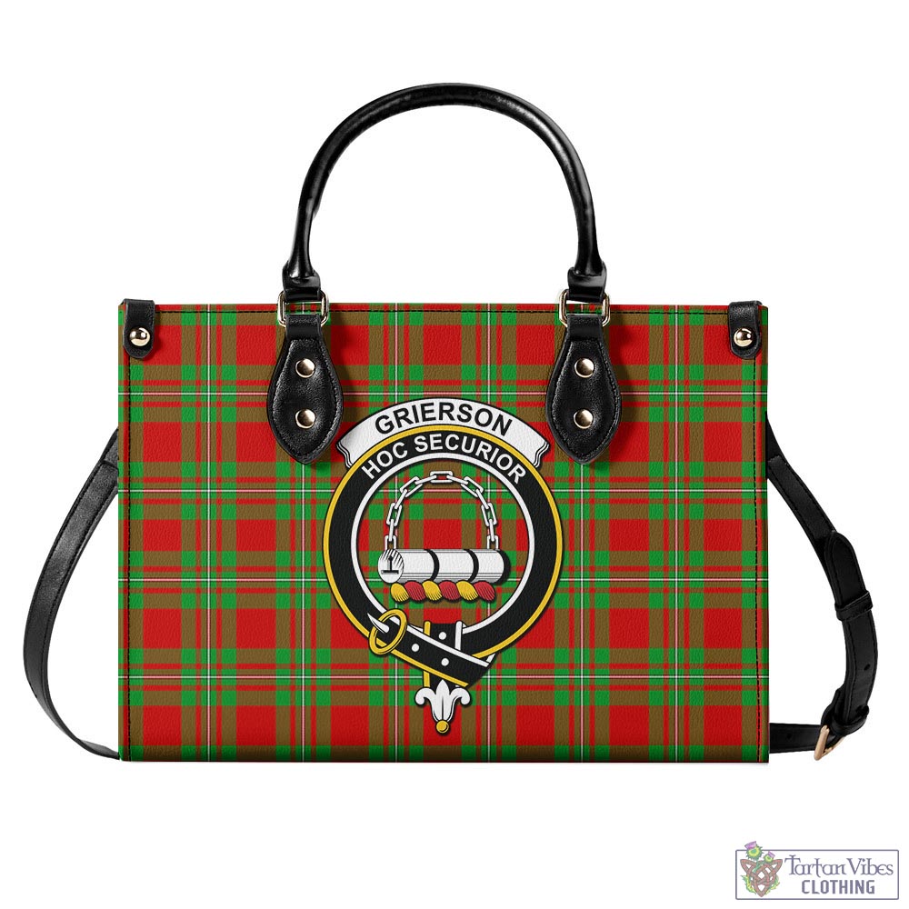 Grierson Tartan Luxury Leather Handbags with Family Crest - Tartan Vibes Clothing