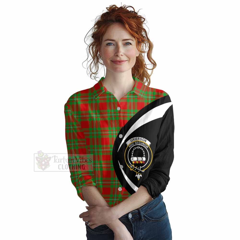 Grierson Tartan Women's Casual Shirt with Family Crest Circle Style Female - Tartan Vibes Clothing