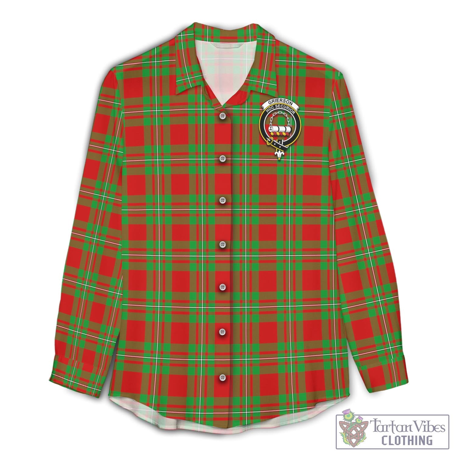 Grierson Tartan Women's Casual Shirt with Family Crest Female - Tartan Vibes Clothing