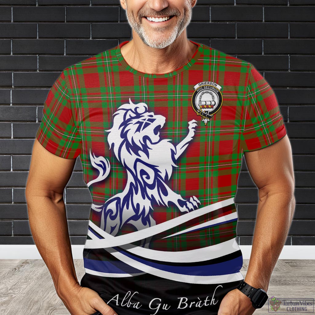 Grierson Tartan T-Shirt with Alba Gu Brath Regal Lion Emblem Kid's Shirt - Tartan Vibes Clothing
