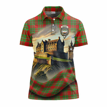 Grierson Tartan Family Crest Women's Polo Shirt with Scottish Ancient Castle Style Women - Tartan Vibes Clothing
