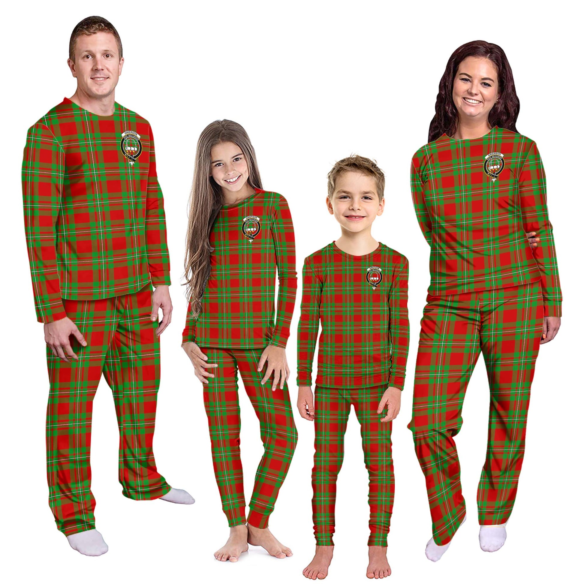 Grierson Tartan Pajamas Family Set with Family Crest Kid - Tartan Vibes Clothing