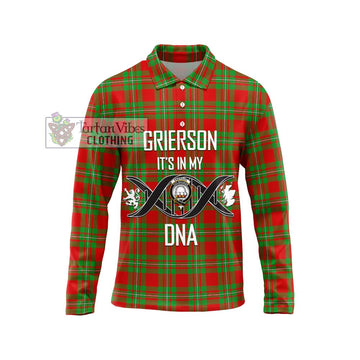 Grierson Tartan Long Sleeve Polo Shirt with Family Crest DNA In Me Style Unisex - Tartan Vibes Clothing