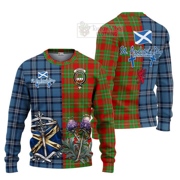 Grierson Tartan Knitted Sweater Happy St. Andrew's Day Half Tartan Style Unisex - Tartan Vibes Clothing