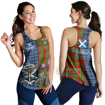 Grierson Tartan Women's Racerback Tanks Happy St. Andrew's Day Half Tartan Style 4XL - Tartan Vibes Clothing