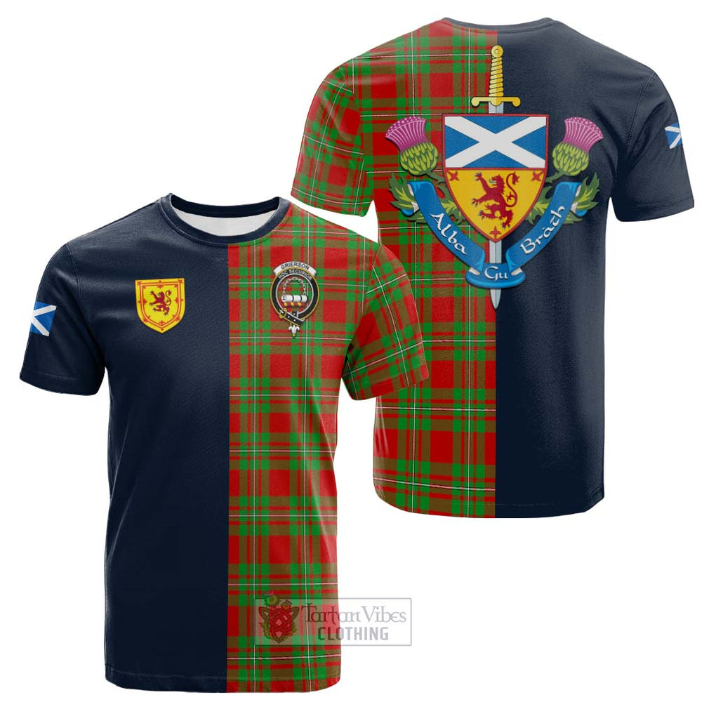 Tartan Vibes Clothing Grierson Tartan Cotton T-shirt with Scottish Lion Royal Arm Half Style