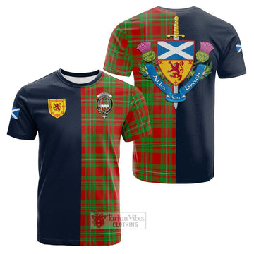 Tartan Vibes Clothing Grierson Tartan Cotton T-shirt with Scottish Lion Royal Arm Half Style