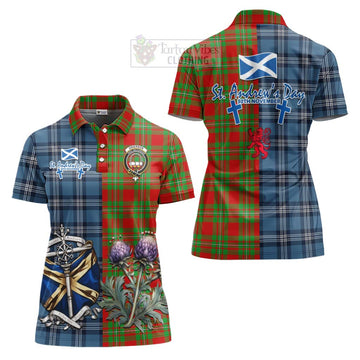Grierson Tartan Women's Polo Shirt Happy St. Andrew's Day Half Tartan Style Women - Tartan Vibes Clothing
