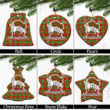 Grierson Tartan Christmas Ceramic Ornaments with Scottish Gnome Playing Bagpipes Ceramic - Tartan Vibes Clothing