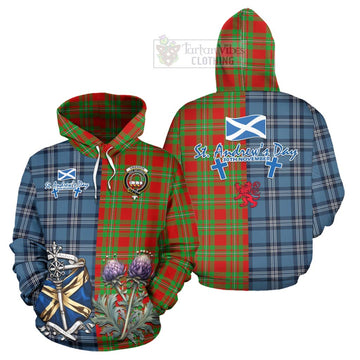 Grierson Tartan Hoodie Happy St. Andrew's Day Half Tartan Style Zip Hoodie - Tartan Vibes Clothing