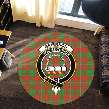 Grierson Tartan Round Rug with Family Crest Premium Round Rug - Tartan Vibes Clothing