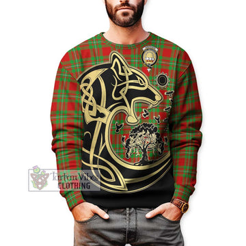 Grierson Tartan Sweatshirt with Family Crest Celtic Wolf Style Unisex - Tartan Vibes Clothing