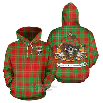 Grierson Tartan Hoodie with Family Crest and Bearded Skull Holding Bottles of Whiskey Zip Hoodie - Tartan Vibes Clothing