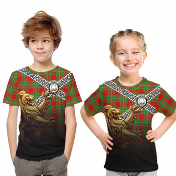 Grierson Crest Tartan Kid T-Shirt with Golden Lion Emblem Celtic Style Youth XL Size14 - Tartan Vibes Clothing