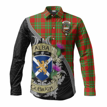 Grierson Tartan Family Crest Long Sleeve Button Shirt Lion Rampant Royal Thistle Shield Celtic Inspired Men's Shirt S - Tartan Vibes Clothing