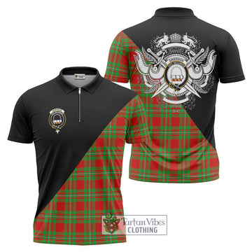 Grierson Tartan Zipper Polo Shirt with Family Crest and Military Logo Style Unisex - Tartan Vibes Clothing