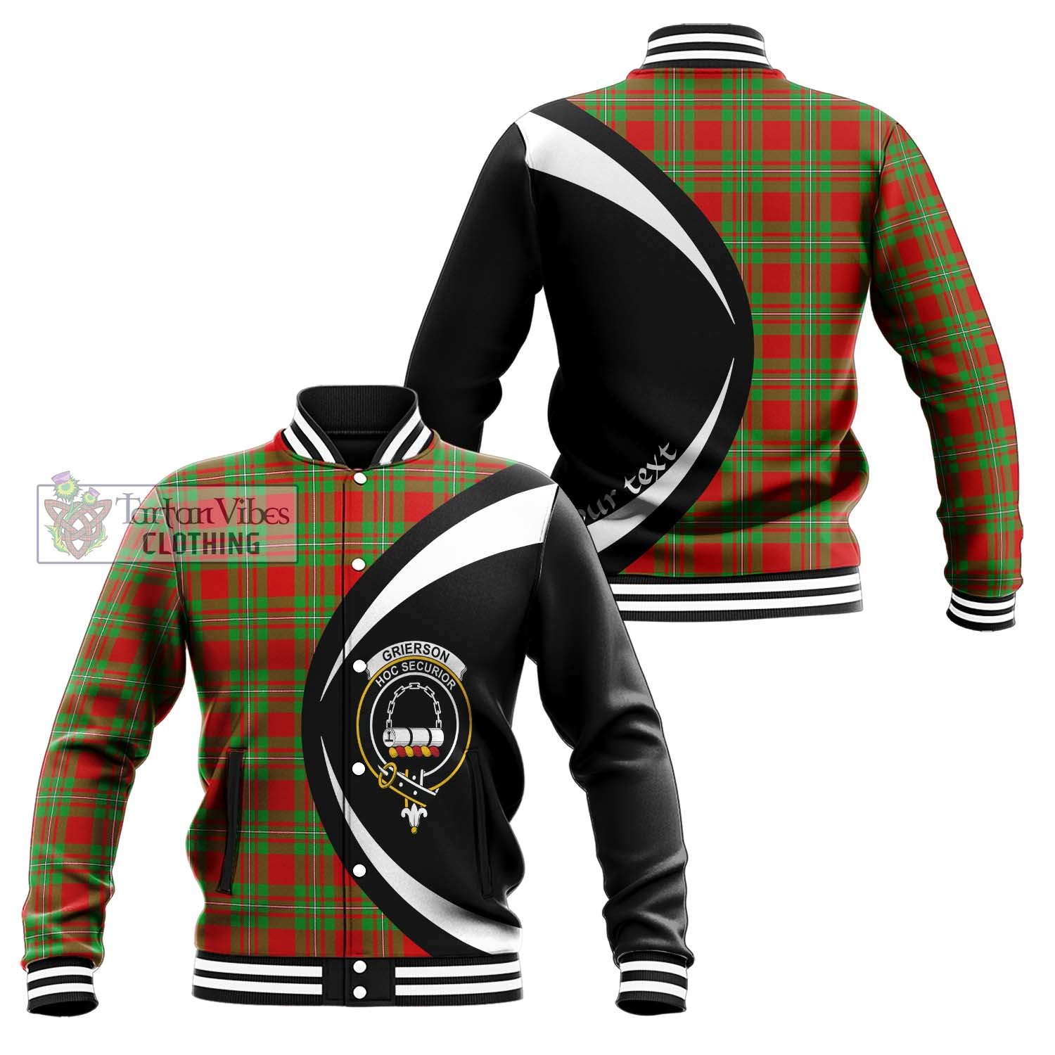 Grierson Tartan Baseball Jacket with Family Crest Circle Style Unisex - Tartan Vibes Clothing