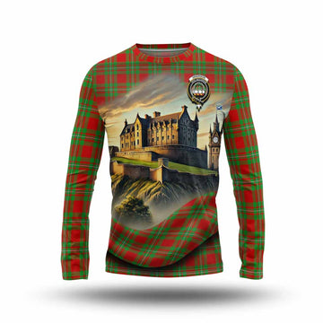 Grierson Tartan Family Crest Long Sleeve T-Shirt with Scottish Ancient Castle Style Unisex - Tartan Vibes Clothing