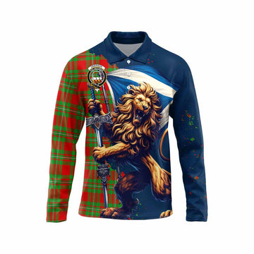 Grierson Tartan Family Crest Long Sleeve Polo Shirt with Scottish Majestic Lion Unisex - Tartan Vibes Clothing