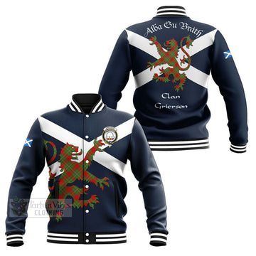 Grierson Tartan Lion Rampant Baseball Jacket Proudly Display Your Heritage with Alba Gu Brath and Clan Name Unisex - Tartan Vibes Clothing