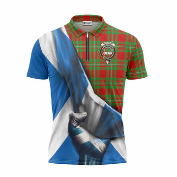 Grierson Tartan Zipper Polo Shirt with Family Crest Scotland Patriotic Style Unisex - Tartan Vibes Clothing