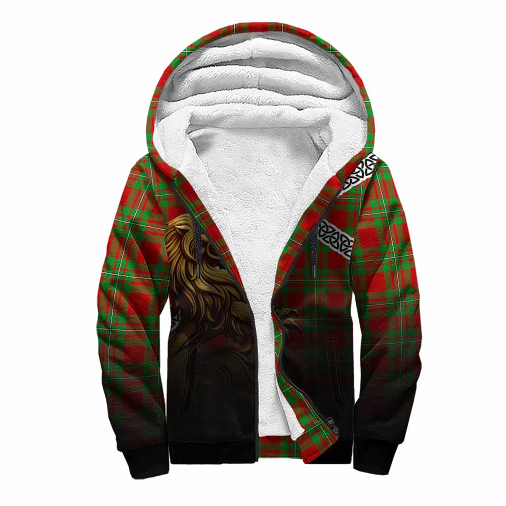 Grierson Crest Tartan Sherpa Hoodie with Golden Lion Emblem Celtic Style Unisex S - Tartan Vibes Clothing