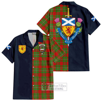 Grierson Tartan Hawaiian Shirt Alba with Scottish Lion Royal Arm Half Style Kid - Tartan Vibes Clothing