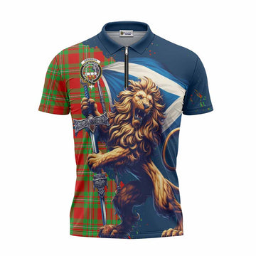 Grierson Tartan Family Crest Zipper Polo Shirt with Scottish Majestic Lion Unisex - Tartan Vibes Clothing