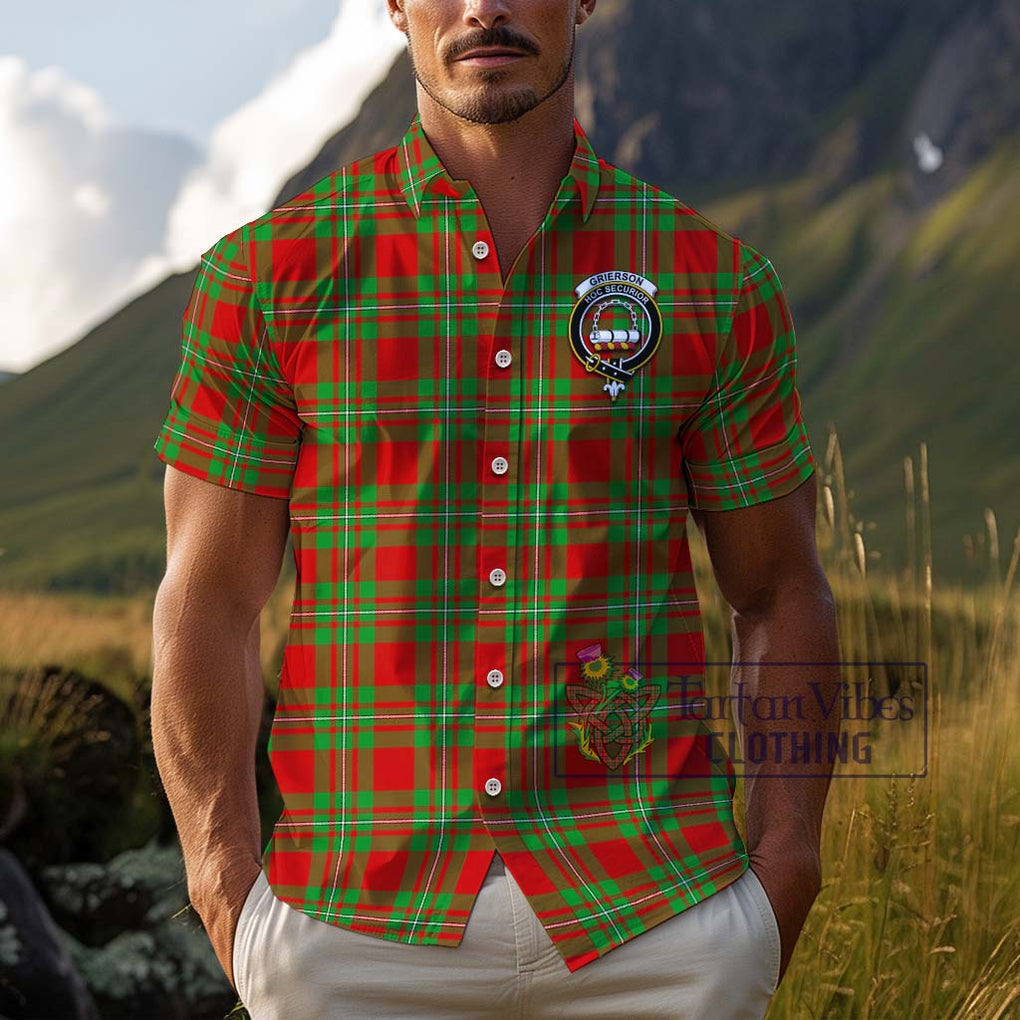 Grierson Tartan Cotton Hawaiian Shirt with Family Crest Kid - Tartan Vibes Clothing