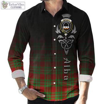 Grierson Tartan Long Sleeve Button Up Featuring Alba Gu Brath Family Crest Celtic Inspired Men's Shirt - Tartan Vibes Clothing