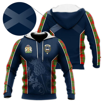 Grierson Tartan Knitted Hoodie with Family Crest and Scottish Thistle Vibes Sport Style