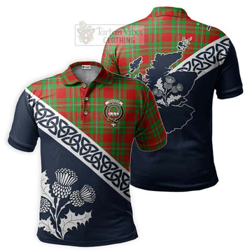 Grierson Tartan Polo Shirt Featuring Thistle and Scotland Map Kid - Tartanvibesclothing Store