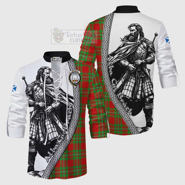 Grierson Tartan Clan Crest Ghillie Kilt Shirt with Highlander Warrior Celtic Style Men - Tartan Vibes Clothing